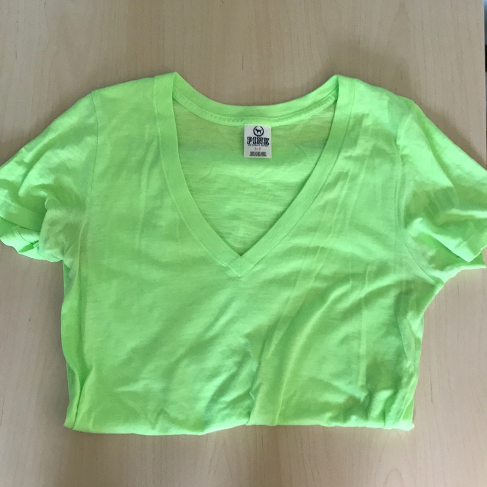 PINK by Victoria Secret bright green V-neck